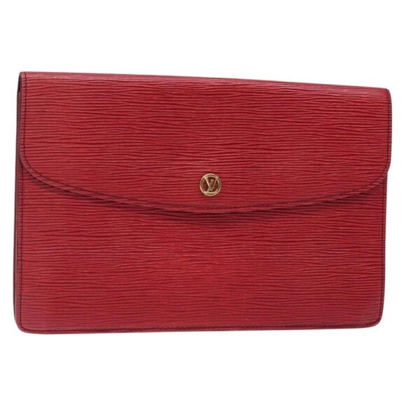 LOUIS VUITTON Epi Montaigne 27 Clutch Bag Red M52657 LV Auth 134787 - Picture 1 of 16